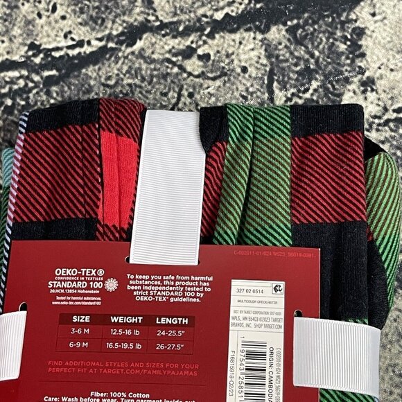 Wondershop Baby 3-6 Months 1 Piece Zip Family Sleep Black Red Green Plaid - Picture 7 of 8